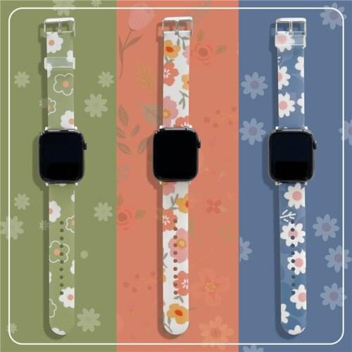 Fashion Beautiful Flower Wrist Loop Band Smart Strap for Apple Watch iWatch Series 6 5 4 3 2 1 SE