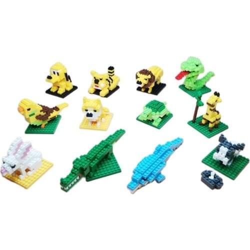 Animals Assemble Accessories Zoo Sets of Dinosaur/Bird/Tiger Micro Bricks Creativity DIY Toys for Children Gifts