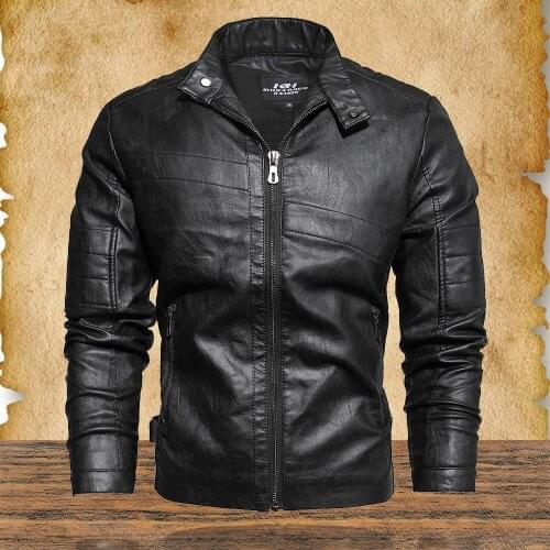 New Pop Men Military PU Jacket Mens Casual Leather Motorcycle Jacket Male Vintage Slim Bomber Anti-Leather Coat Outerwear Man