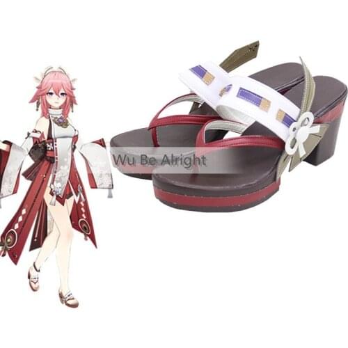 Genshin Impact Yae Miko Game Cosplay Shoes Boots Halloween Carnival Party Accessories Custom Made