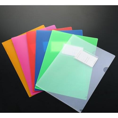 5pcs/Set A4 Size Plastic L-Shaped Frosted Transparent Single Page Document File Folder Clear PP Folders for Sheet Paper Pages