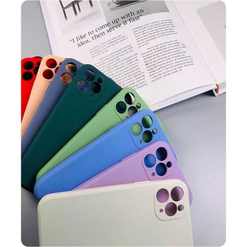 Suitable for iPhone 11 case iPhone 12 Pro Max X XS XR 6 7 8liquid silicone straight edge soft shell anti-fall mobile phone case
