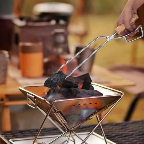 Charcoal Clip Portable Heat Resistant Wood BBQ Stainless Steel Duckbill Tongs for Outdoor Camping