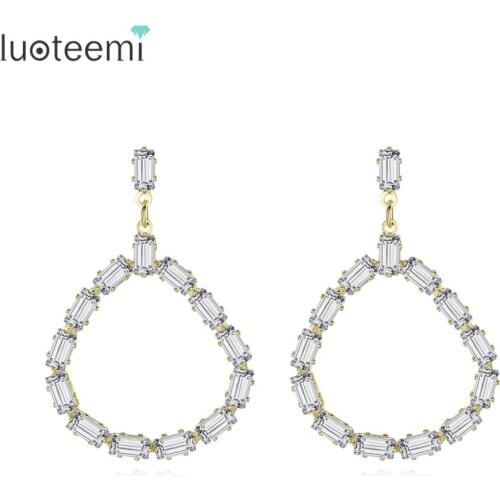 LUOTEEMI CZ Water Drop Earrings for Women Wedding Engagement Fashion Jewelry Dangle Boucle D'Oreille Femme Bijoux Christmas Gift