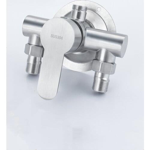 304 Stainless Steel Shower Faucet Mixer Valve Double Type Bathroom Shower Hot Cold Water Tap G1/2’ Bathtub Faucet