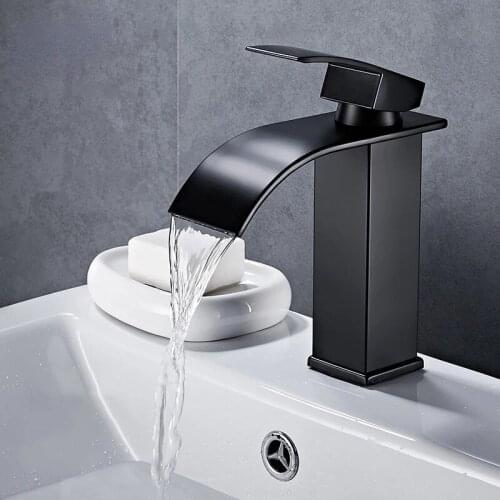 Waterfall Basin Faucet Bathroom Faucet Vanity Vessel Sinks Mixer Tap Cold and Hot Deck Mount Basin Washing Taps Water Faucet