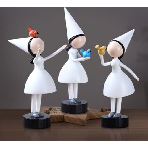 Modern Geometric abstraction Pure girl Miniatures Decorations Resin Crafts Figurine fairy garden home decoration Creative gift