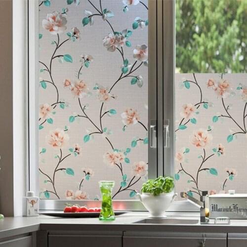 Static 3d frosted glass stickers household bathroom privacy film opaque balcony sliding doors and windows flower stickers