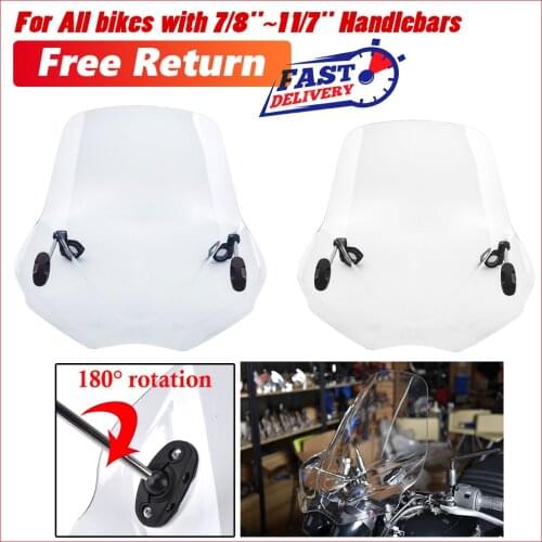 Universal Windshield Windscreen Mount Bracket 7/8' 1'' Handlebar For Harley Honda Yamaha Kawasaki Ducati KTM BMW Suzuki Clear