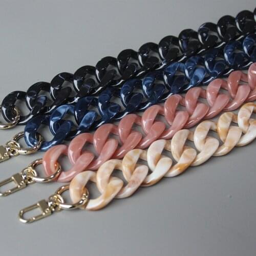 Vintage Resin Chain Thick Chains Woman Handbag Detachable Chain Black Pink Blue Luxury Bag Strap Clutch Shoulder Purse Belt
