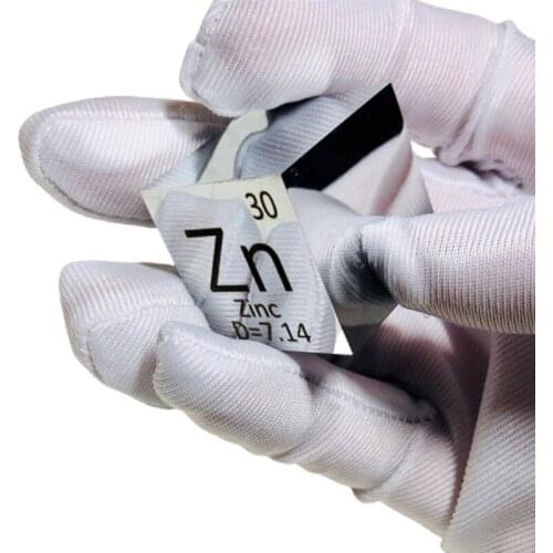 Mirror polished Zinc Zn Cube 1 inch Periodic Table Format High Purity 99.995