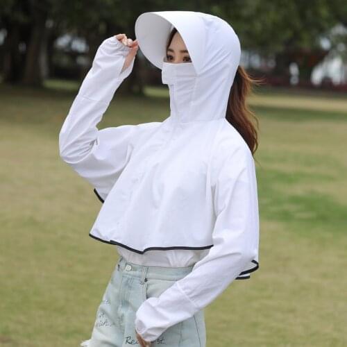 Womens One-piece Sun Protection Clothing Summer Outdoor UV Protection Shawl Clothing Korean Thin Skin Clothing Sun Hat