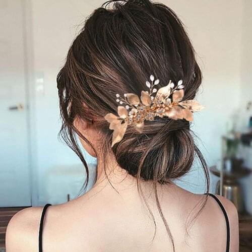 ZMHP297 Golden Leaves Bridal headwear Fashion Wedding Headdress for Bride Hair Pins Handmade Clips Accessories Women Wreath