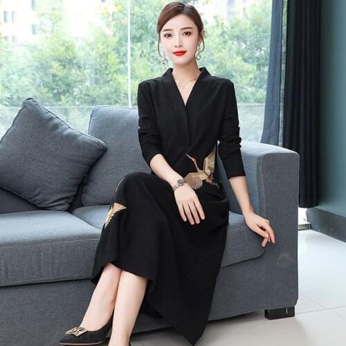 Modern Chinese Traditional Dress Red Long Qipao Crane Mermaid Bride Wedding Cheongsam Vestido Robe Vintage Femme Oriental FF2328