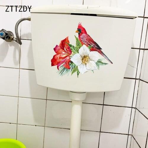 ZTTZDY 23.2×21.4CM Colorful Flowers And Birds Fashion Bathroom Toilet Decal Wall Stickers Home Decoration T2-1509