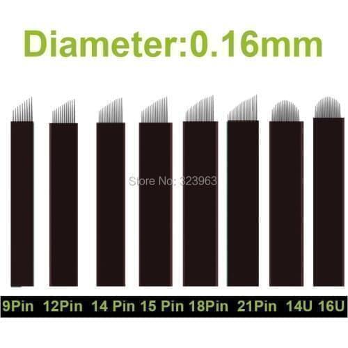 0.16mm Lamina Tebori Microblading Needles Tattoo Blade for Permanent Makeup Eyebrow Lip 7/9/12/12U/14/14U/16/16U/18/18U/21 Pen