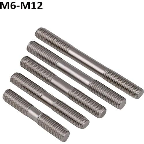 1/2Pcs Double End Thread Rod M6 M8 M10 M12 316 Stainless Steel Stud Bolts Screw Rod Tooth Stick Double Head Stud Srod Bolt