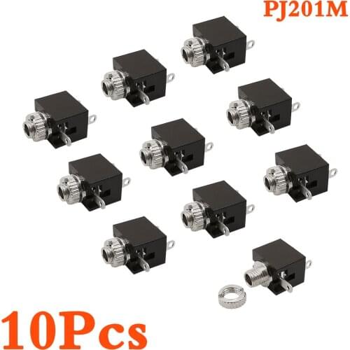 10Pcs/Lot PJ-201DIP Headphone Jack 2.5mm Interface Audio Connectors Nut Jack PJ-201M 3 Pin 2.5mm Mono Channel Audio Connectors