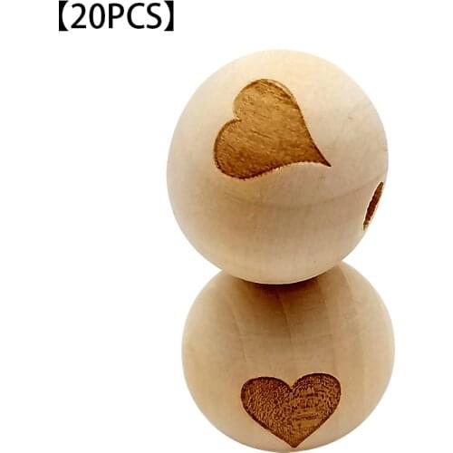 20pcs Wooden Beads Jewelry Crafting Making Engraved Beads Bracelet Necklace DIY Accessories