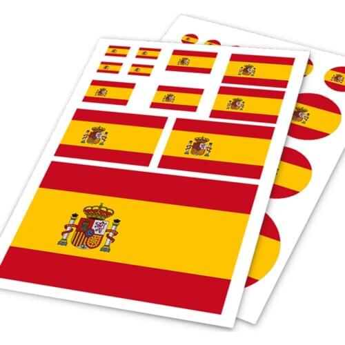 A4 Sheet Spain Flag Colored Print Car Styling Hellaflush Sticker Auto Motorcycle Bicycle Laptop Skateboard Ipad Phone DIY Decals