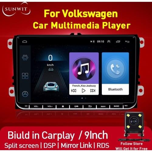 2 Din Android10.1 Car Radio Multimedia Video Player For Volkswagen GPS Navigation With Carplay Bluetooth 9 Inch Free Shipping