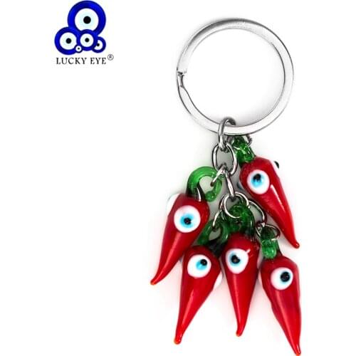 Lucky Eye Red Chilli keychain Bead Tassel Evil Eye keychain For Woman Man Jewelry Car Key Chain EY5267
