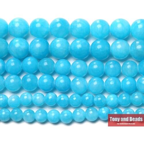 New Arrival Lake Blue Persian Jades Loose Beads 15" Strand 6 8 10mm Pick Size For Jewelry Making