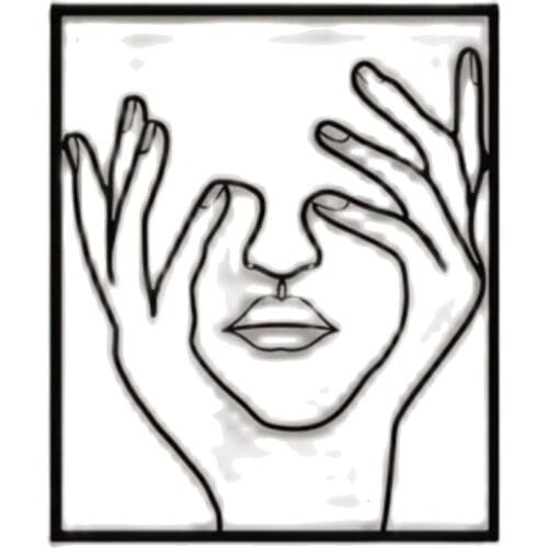 Decor Wood Frame Woman Hand Face Decor Mdf Canvas Painting Pictures for Living Room Kitchen Home Decoration Wall Hanging Plaque