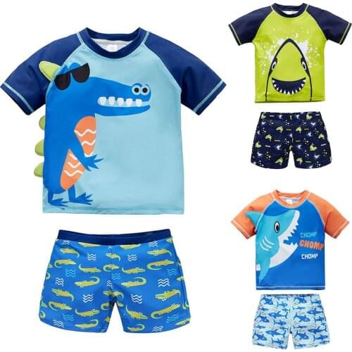 Ircomll Kid Boys Swimsuit Short sleeves T-shirt Top + Pants 2PCS Children Set Beach Swimsuit UV Protection Wetsuit Bathing Wear