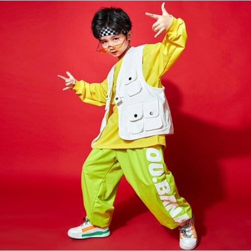 Kids Hip Hop Clothing Sweatshirt Tops Jacket Vest Streetwear Pant for Girls Boys Singers Dance Wear Costume Clothes Show Outfits