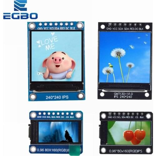 EGBO TFT Display 0.96 / 1.3 inch IPS 7P SPI HD 65K Full Color LCD Module ST7735 Drive IC 80*160 (Not OLED) For Arduino
