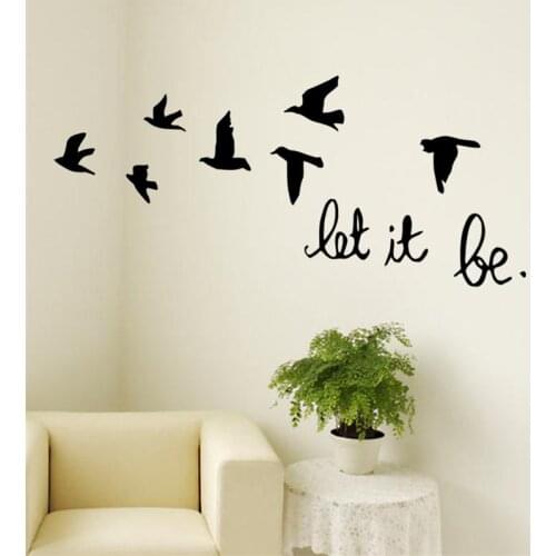 Diy black Swallows Birds quote Let It Be home decor wall sticker for kids rooms living room bedroom wedding decoration mural