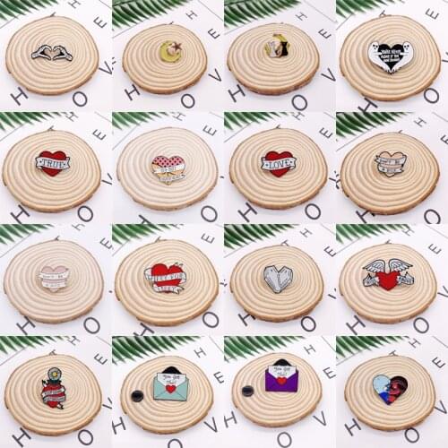 Fashion geometric Heart shape Enamel Pins Collection envelope Skeleton Button Badge Brooch Clothes Accessories Lovers Jewelry