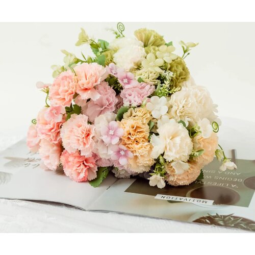 Artificial Carnation Flowers Single Branch Silk Flower Mothers Day Bouquet Birthday Decorative Floral Home Office Decor