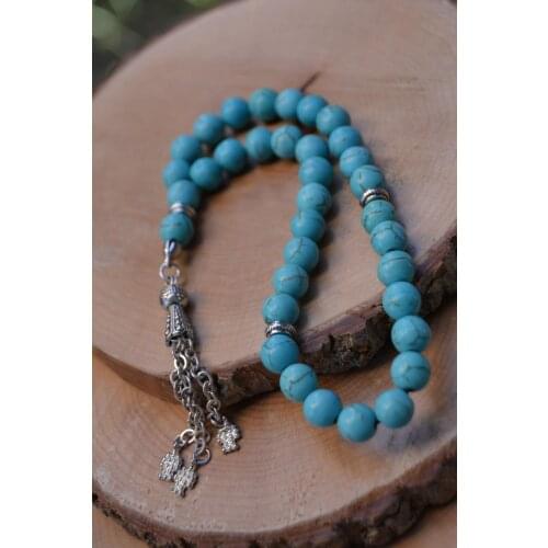 Islamic 33 Prayer Beads Muslim Rosary Beads For Men Prayer Bracelet For Men Accessories Turquoise Natural Stone Handmade
