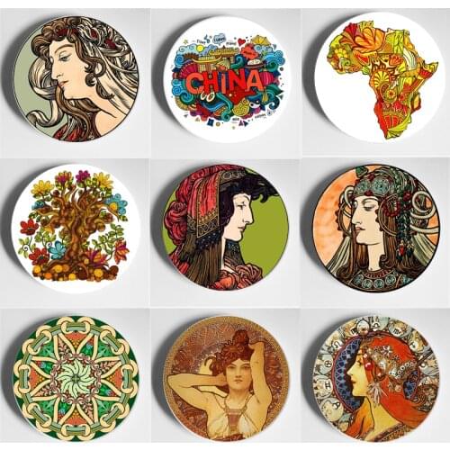 Art Nouveau Style Wall Plate Beautiful Art Decorative Plate Ceramic Wall Display Decoration Crafts Home Living Room Background
