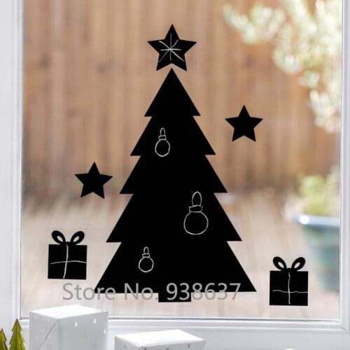 Chalkboard Christmas Tree Wall Sticker Removable Wall Window Decoration Vinyl Wall Decals Stickers 40 Colors Available ZB061