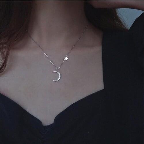 New Trendy Elegant Moon Star Necklace For Women Bride Jewelry Clavicle Chain Birthday Gift
