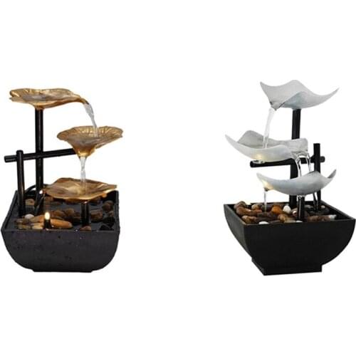 New Indoor 3-Tier Tabletop Fountain, Automatic Pump with Power Switch, Extra Deep Basin with Natural Feature UK PLUG