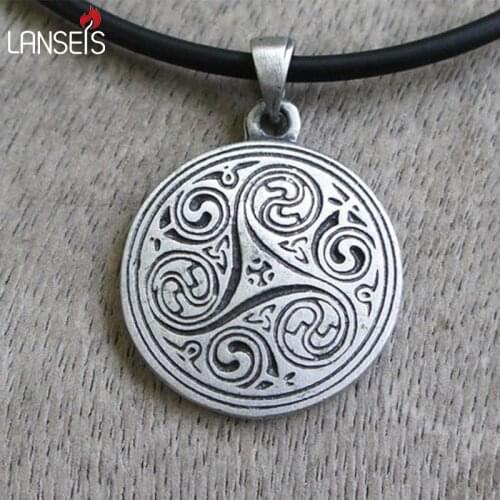 Lanseis10pc Trinity magic merlin triskele triquetra celti symbol pewter pendant