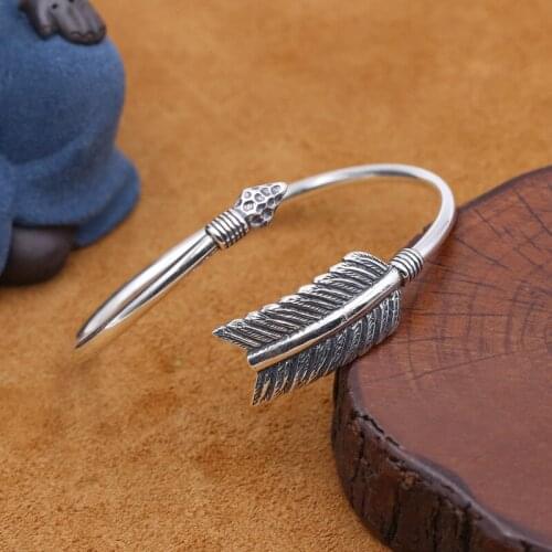 Wholesale S925 Sterling Silver Jewelry Takahashi Creative Indian Bow And Arrow Simple Men And Women Open Ended Bangle