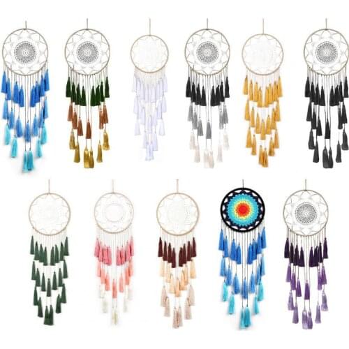 Three Color Tassels Round Handmade Wall Hanging Wind Chime Round Dream Catcher Wall Home Pendant With Home Decor Ornaments