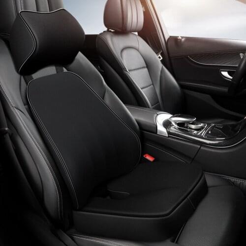 Memory Foam Car Headrest Pillow Leather Embroidered Seat Supports Sets Back Cushion Adjustment Auto Neck Rest Lumbar Pillows