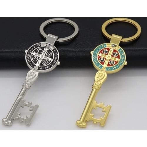 HeyMamba Church Crucifix Jesus Keychain Catholic Christian Cross Pendant Religious Souvenir Gift