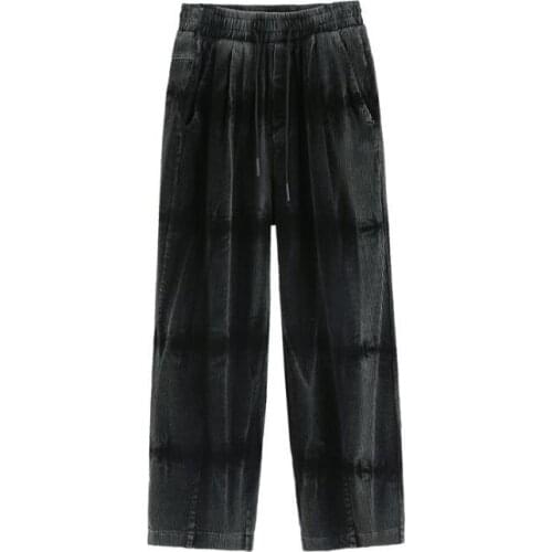 Retro Corduroy Casual Pants Mens Hip Hop Loose Drape Straight Trousers Street Wide Feet Mens Men Male Bottoms Plus Size XL