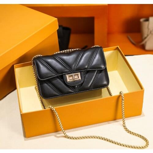 New Luxury Black Pu Leather Messenger Bag Shoulder Crossbody Female Flap Quilted Chain Handbag Women Bag Elegant