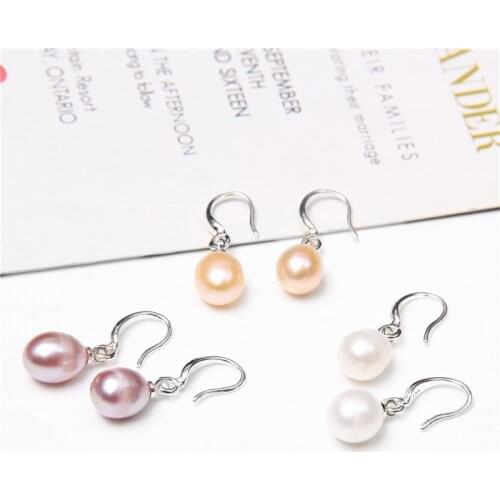 Freshwater Pearls Earrings Dangles Genuine Natural Pearls Drop Earrings for Women Fine Jewelry Silver Color Eardrop Wedding Gift
