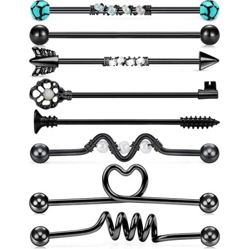 14G Stainless Steel Industrial Barbell Earring Cartilage Body Piercing Jewelry 38mm 1&1/2 Inch Industrial Piercing Bar