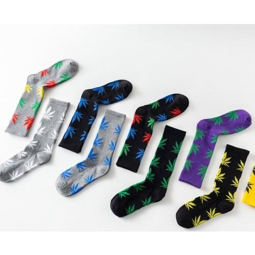 Funny Socks Men Comfortable High Quality Cotton Happy Marijuana Leaf Maple Casual Long Weed Crew Sock Hip Hop Dress Harajuku