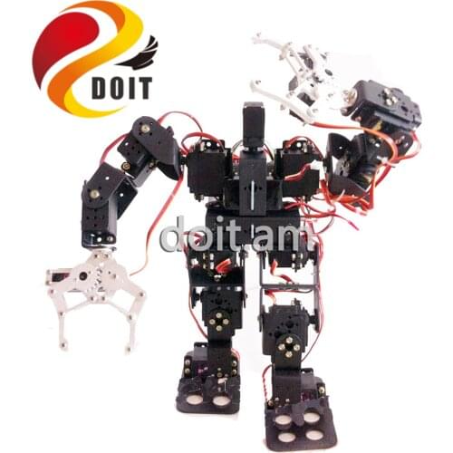 SZDOIT 15DOF Metal Humanoid Robot Multifunctional Biped Robot With Gripper Walking Mechanic+ 15Pcs Servos with Servo Bracket DIY